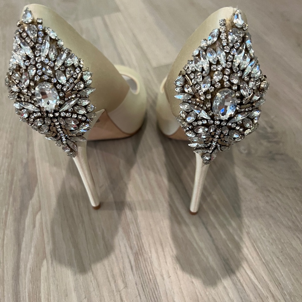 Badgley Mischka Kiara Embellished Peep-Toe Evening Pumps